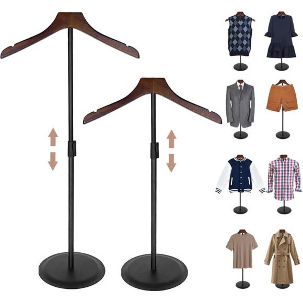 2 Pack Shirt Display 35" Height Adjustable Shoulder Stand Shirt Rack